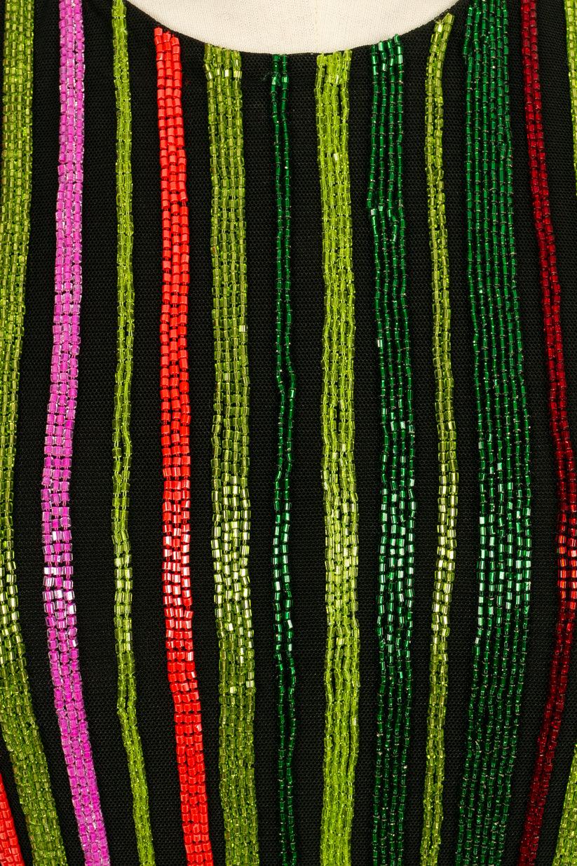Balmain Short Sleeveless Dress Fully Sewn with Multicolored Beads 2