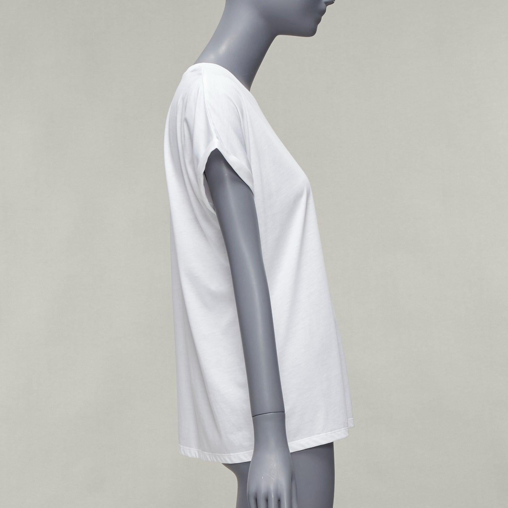 BALMAIN signature logo print cuffed sleeves white cotton tshirt XXS In Excellent Condition For Sale In Hong Kong, NT