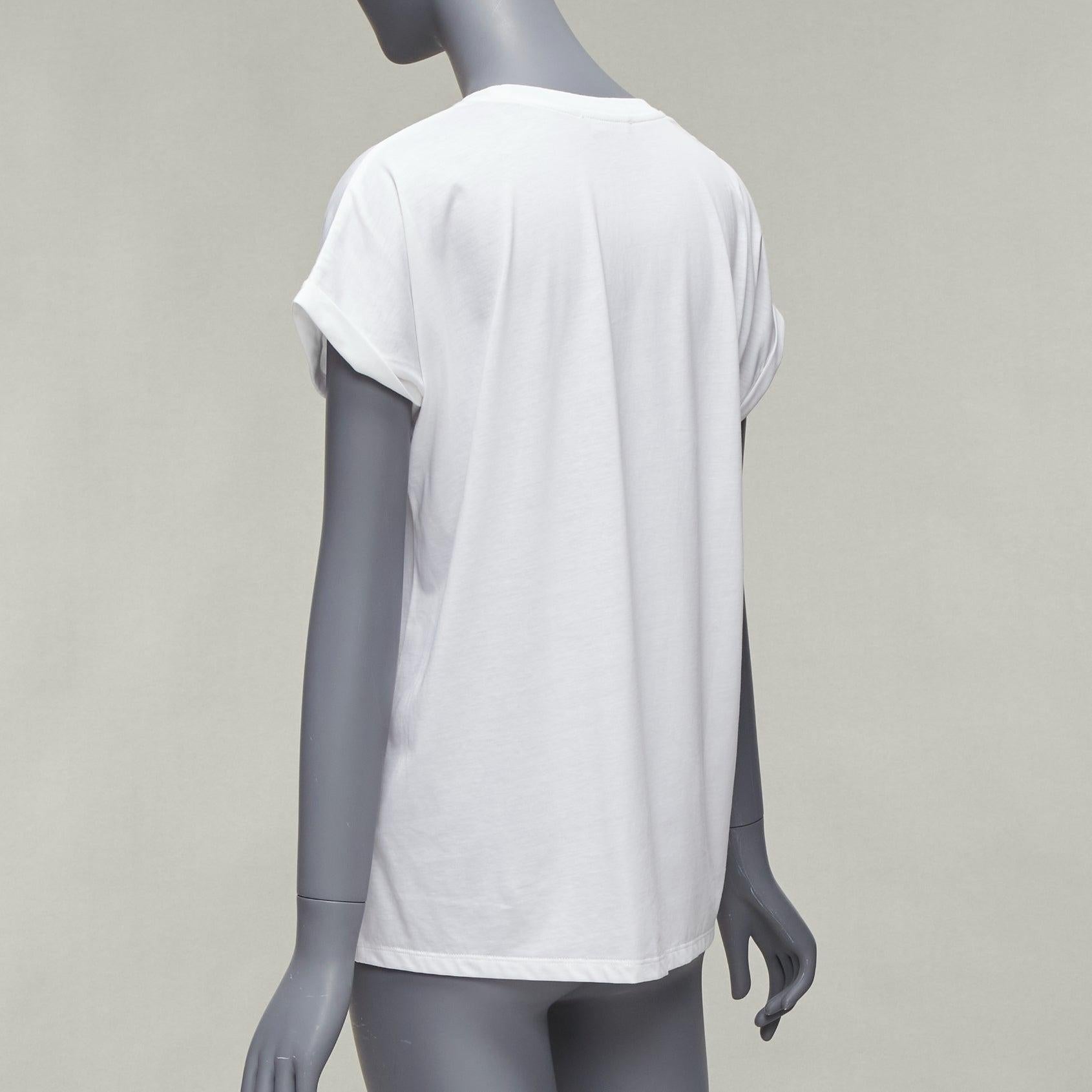 BALMAIN signature logo print cuffed sleeves white cotton tshirt XXS For Sale 1