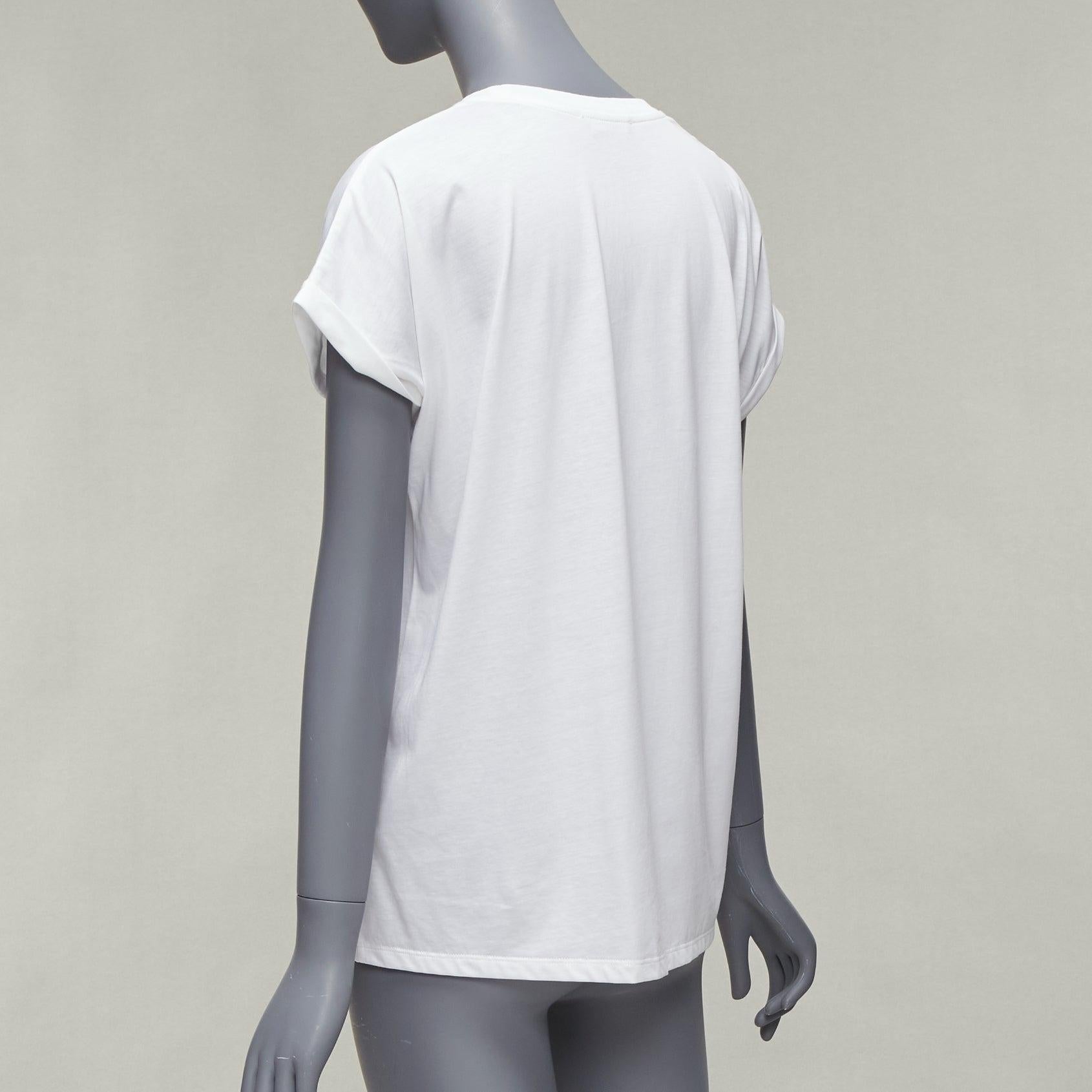 BALMAIN signature logo print cuffed sleeves white cotton tshirt XXS For Sale 2