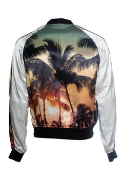 Balmain, silk bomber with palm print