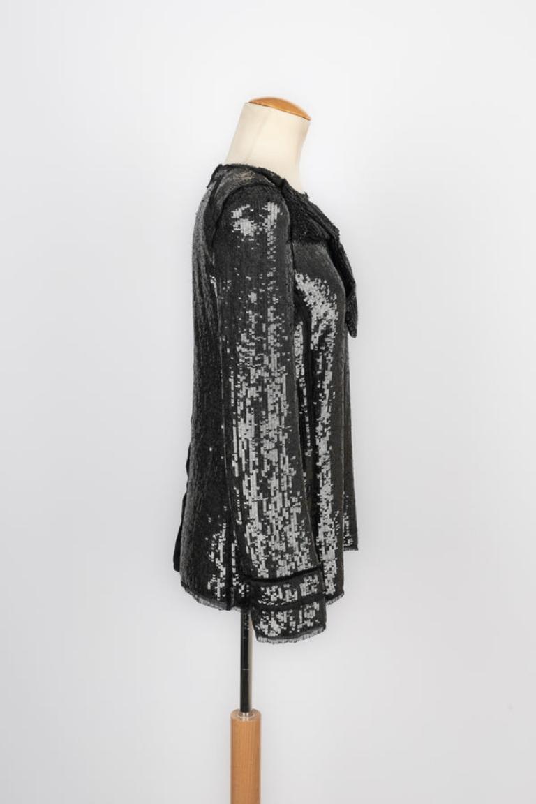 Women's Balmain Silk Long-sleeve Sequinned Top For Sale