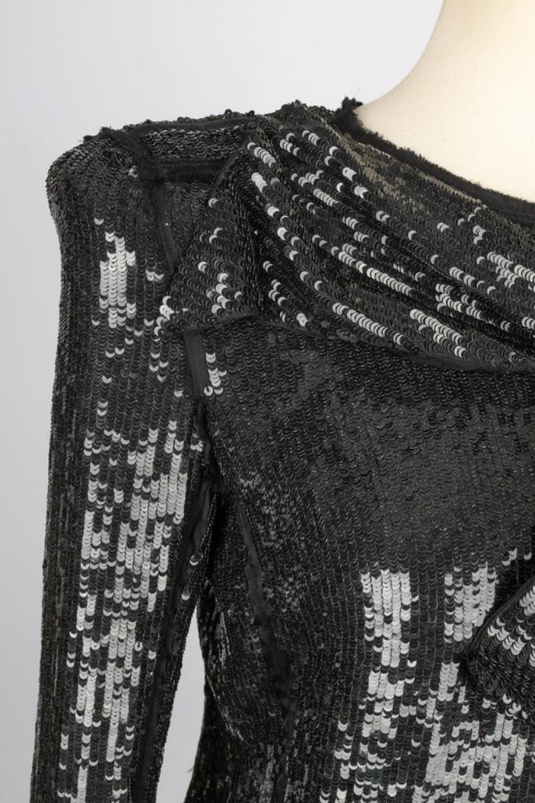 Balmain Silk Long-sleeve Sequinned Top For Sale 1