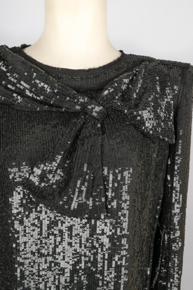 Balmain Silk Long-sleeve Sequinned Top For Sale 3