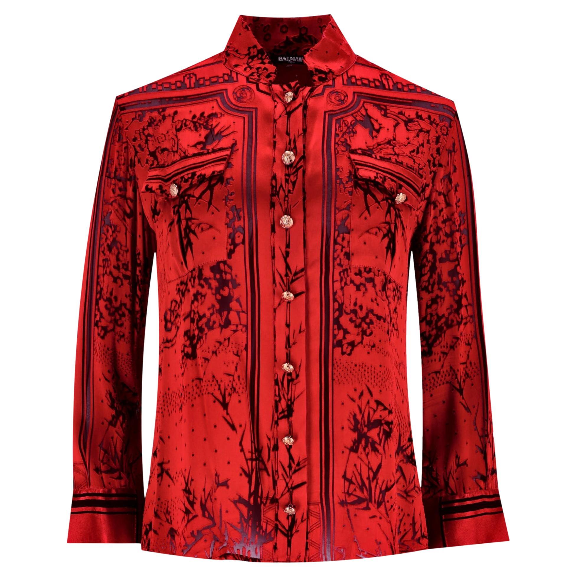 Camicia stampata in seta Balmain in vendita