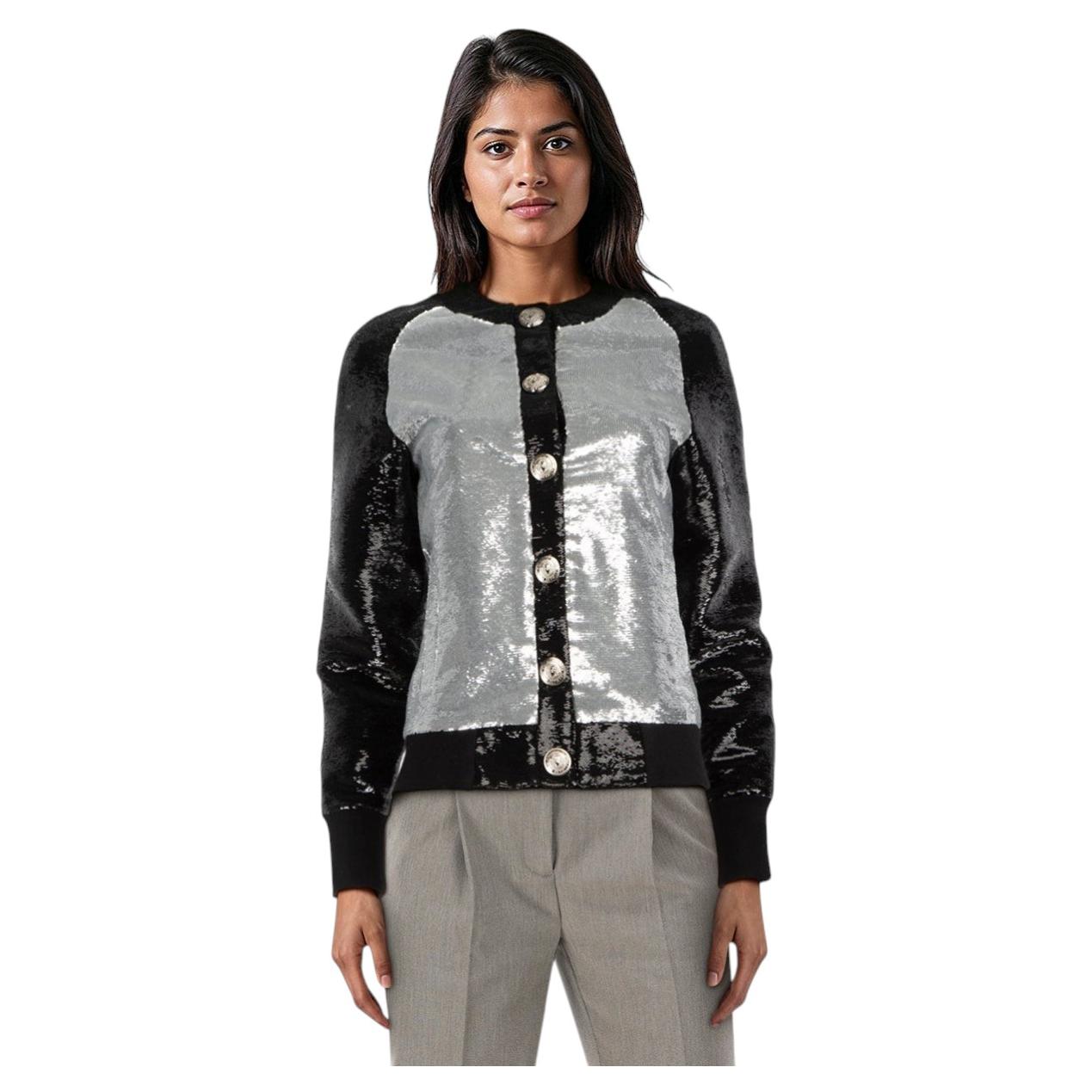 Balmain Silver & Black Sequin Jacket Size S