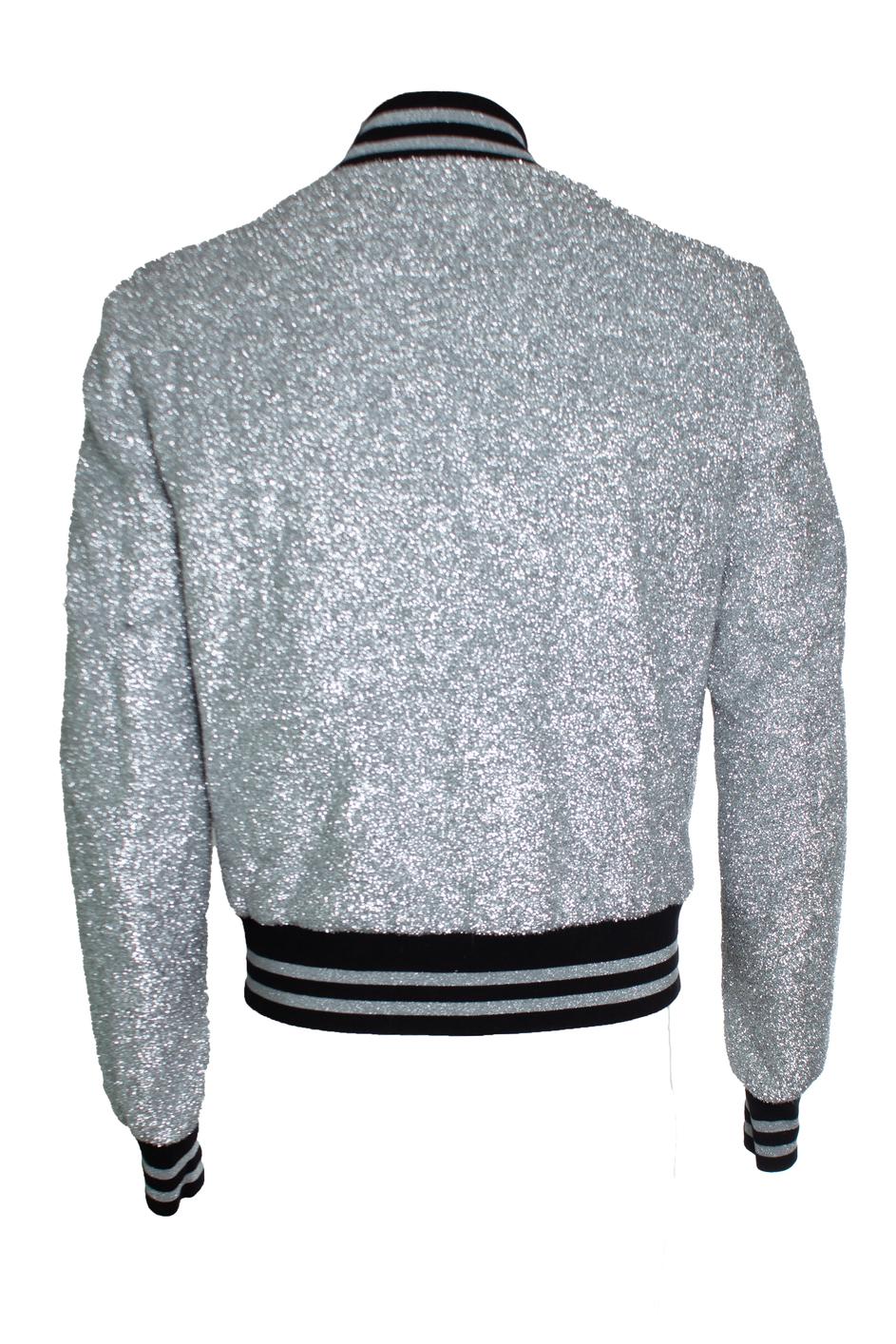 Argento Balmain, Bomber in argento con lurex in vendita