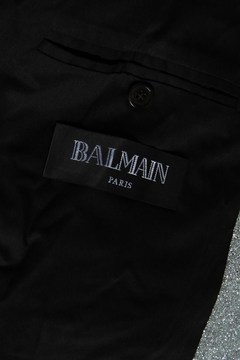Balmain, Bomber in argento con lurex in vendita 2