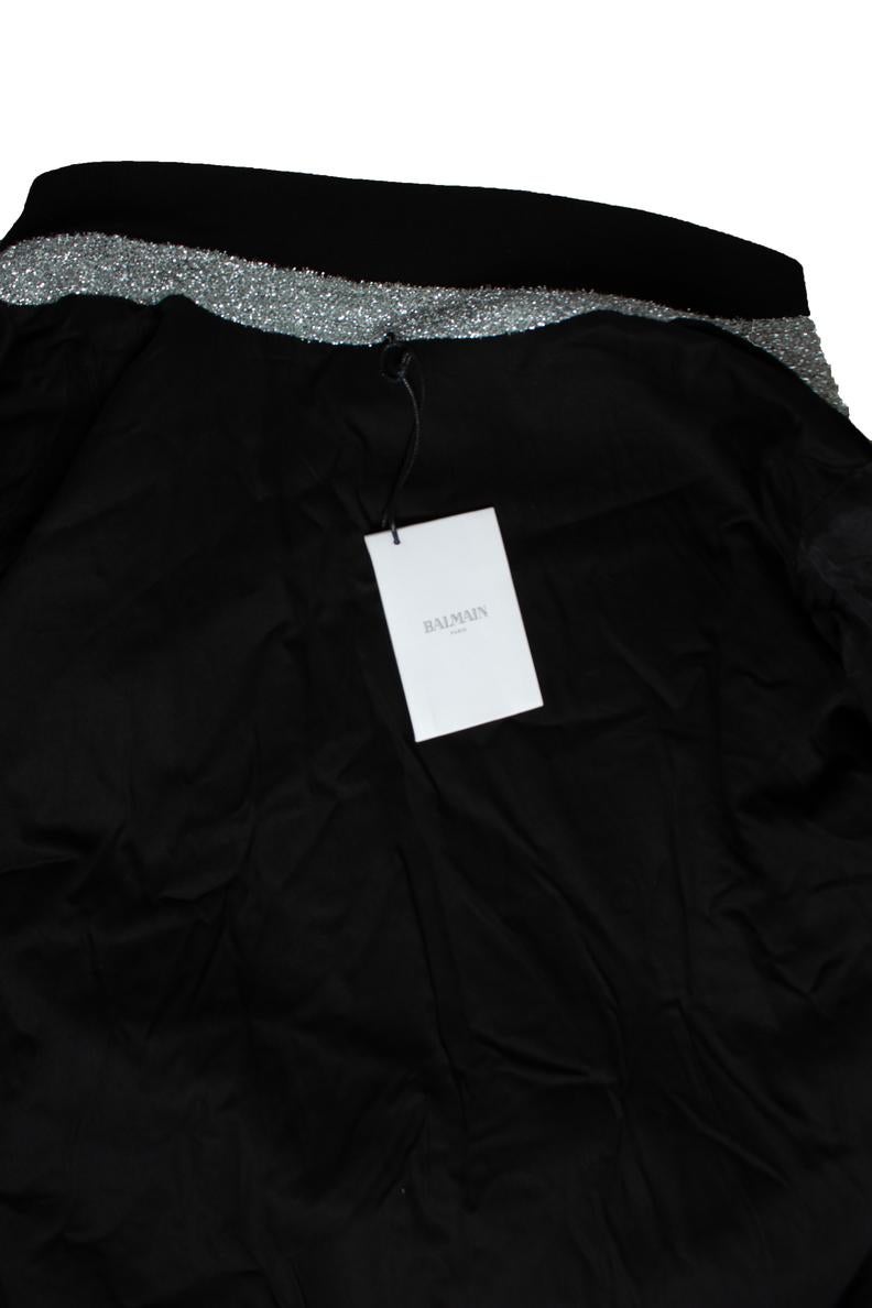 Balmain, Bomber in argento con lurex in vendita 3