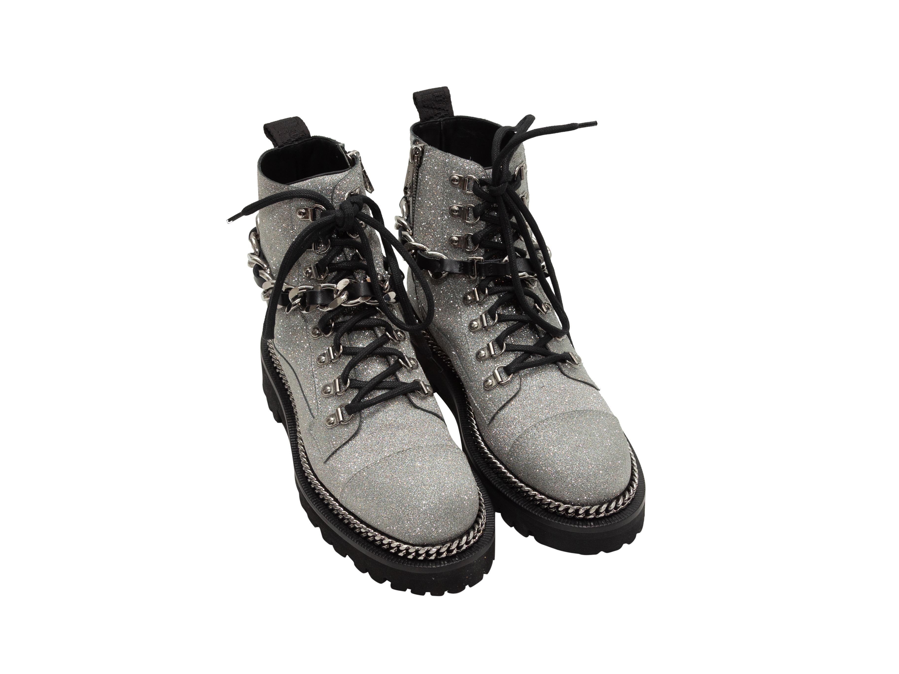 silver combat boots