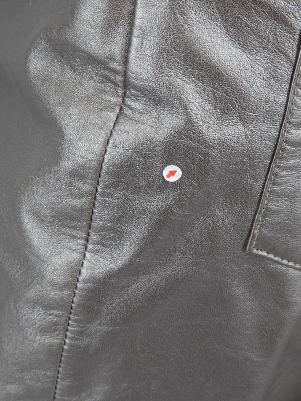 Balmain Silver Leather A-Line Mini Skirt Size M en vente 1