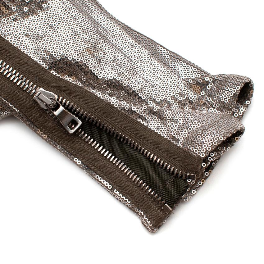 Women's or Men's Balmain Silver Sequin Skinny Fit Zipper Detail Trousers - Size US 2
