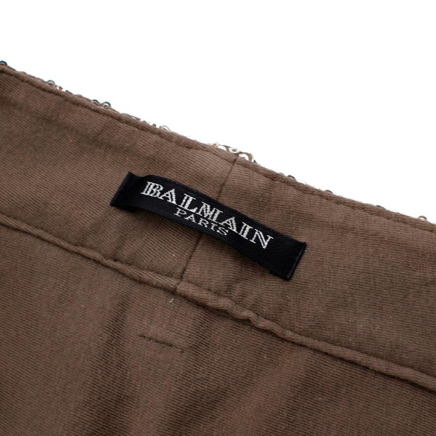 Balmain Silver Sequin Skinny Fit Zipper Detail Trousers - Size US 2 1