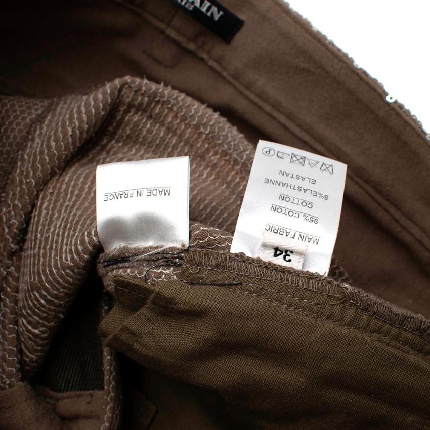 Balmain Silver Sequin Skinny Fit Zipper Detail Trousers - Size US 2 2