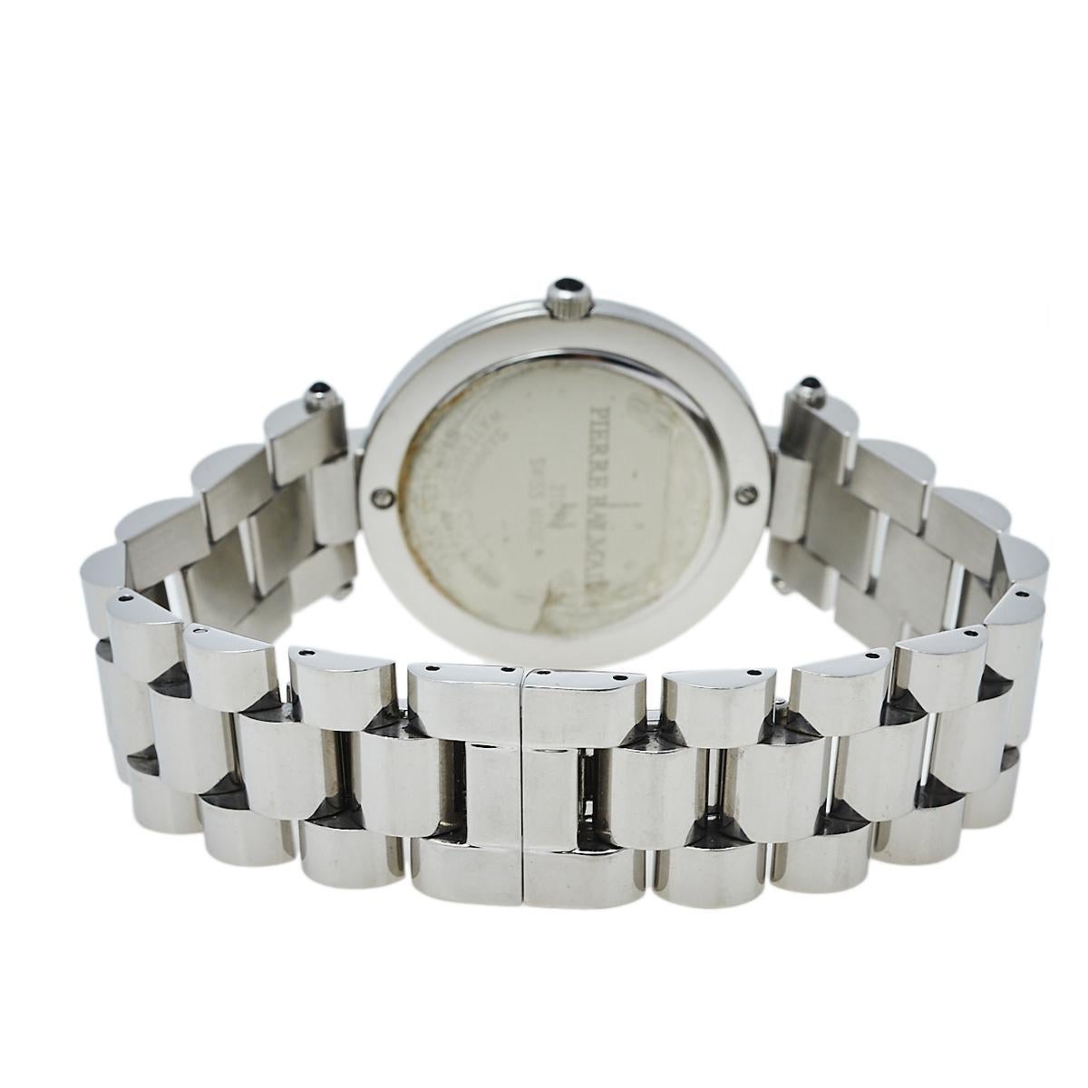 Contemporary Balmain Silver Stainless Steel 2101 Quartz Women's Wristwatch 35 mm