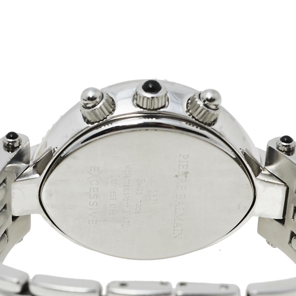 Balmain Silber Edelstahl und Diamant Exzessive Damenarmbanduhr 32 mm (Zeitgenössisch)