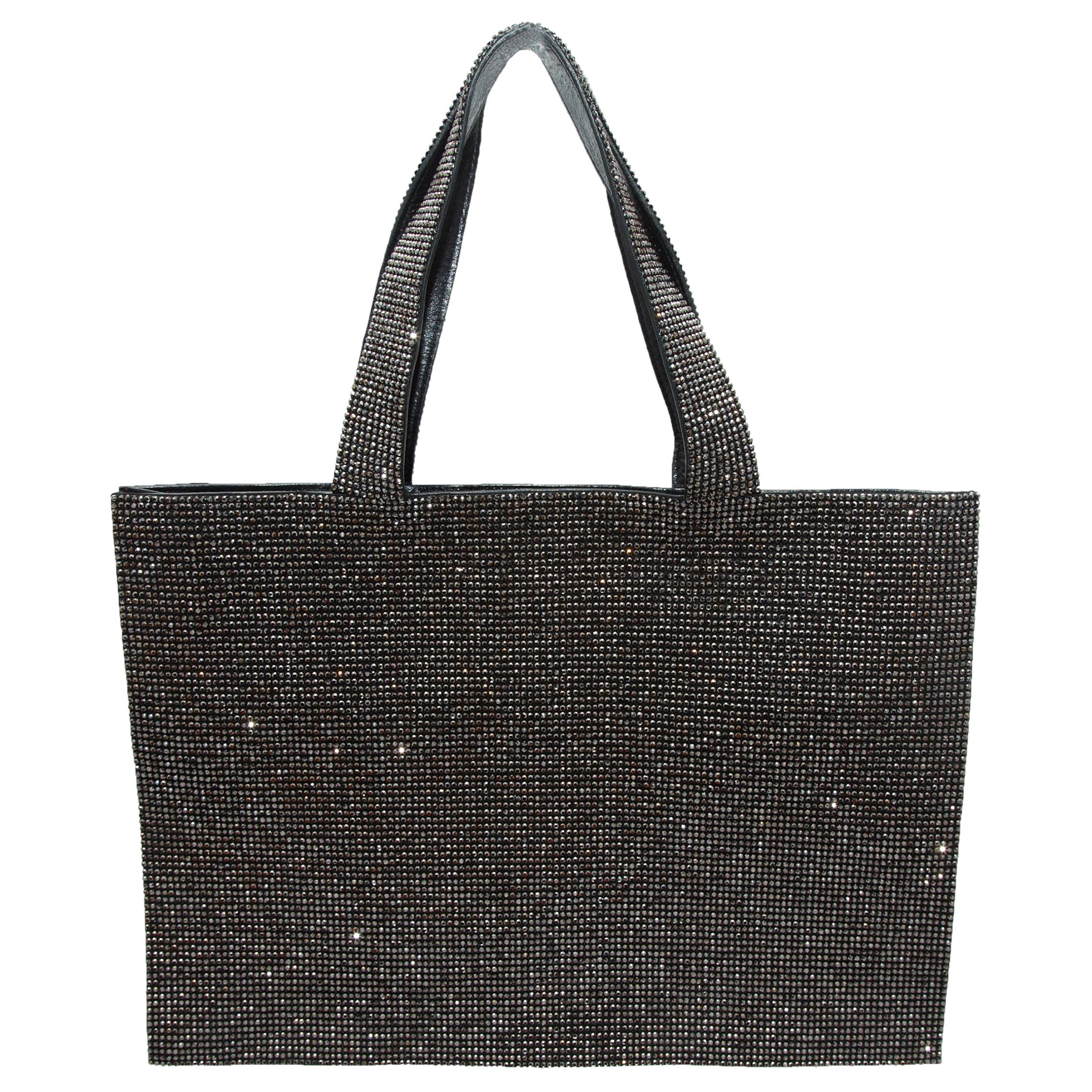 Balmain Silver-Tone & Black Studded Tote Bag