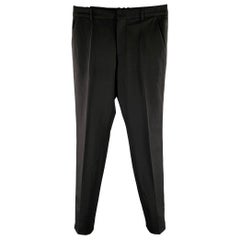 BALMAIN Size 30 Black Wool Blend Tuxedo Dress Pants