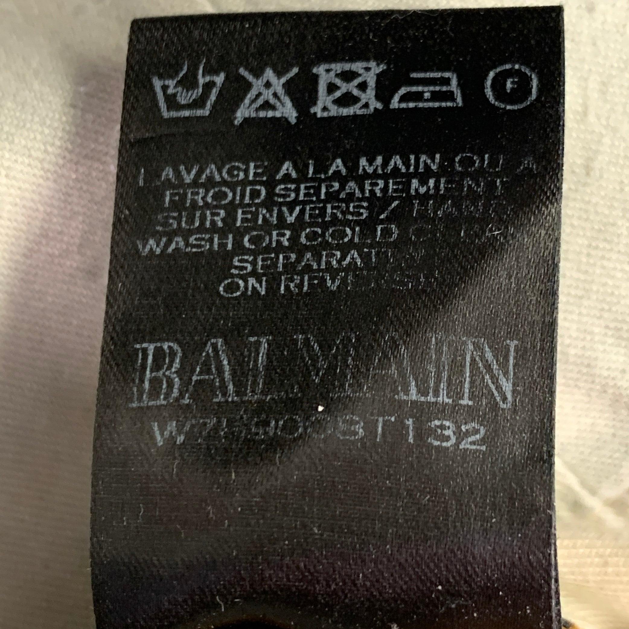 Men's BALMAIN Size 32 Blue Contrast Stitch Cotton Blend Skinny Button Fly Jeans For Sale