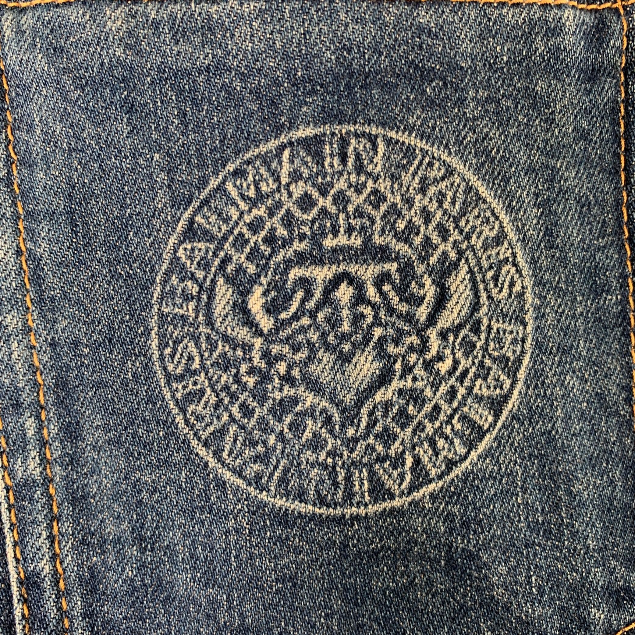 Men's BALMAIN Size 32 Blue Cotton Blend Button Fly Jeans For Sale