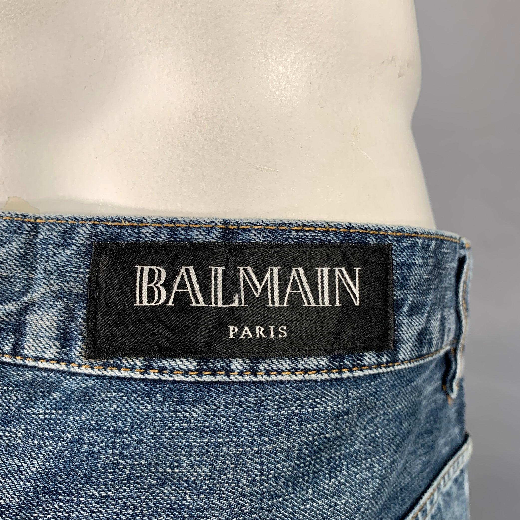 Pantalones vaqueros con botones BALMAIN talla 34 lavado índigo Gris
