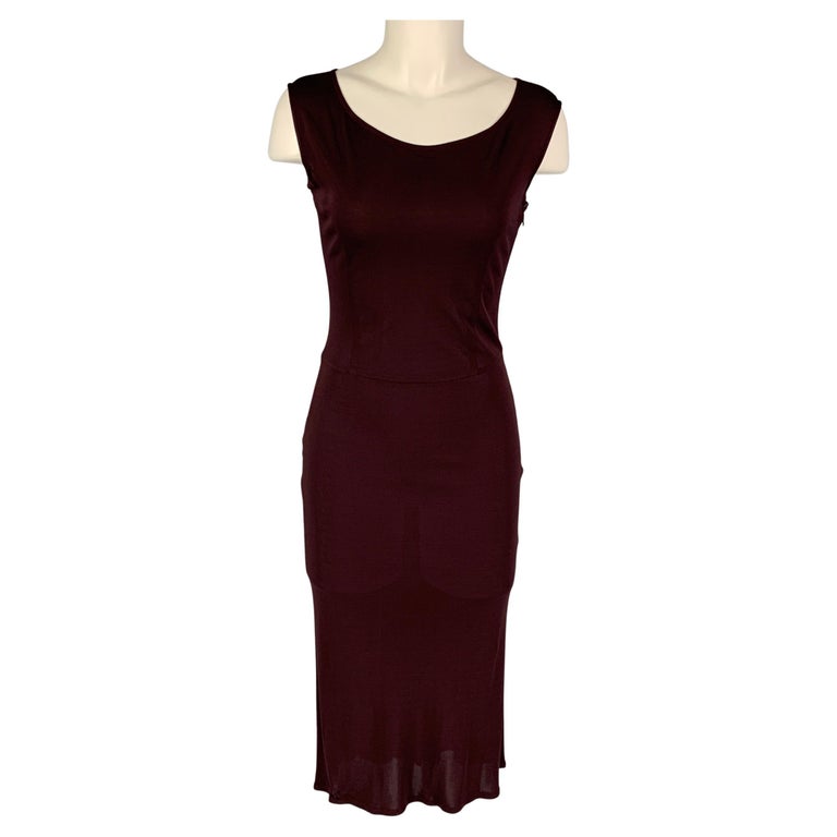 BALMAIN Size 4 Burgundy Viscose Slip Dress For Sale at 1stDibs
