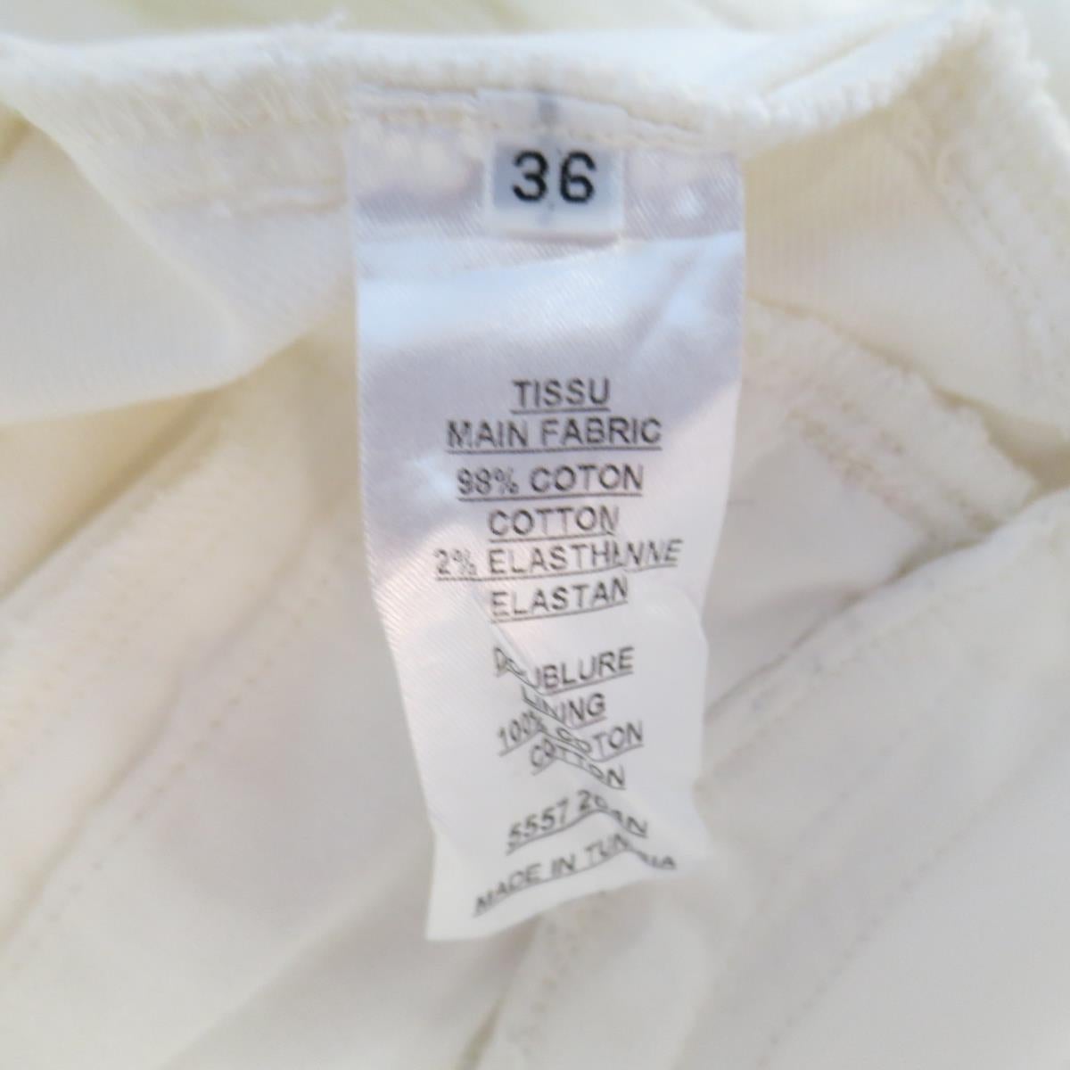 Jean Moto Balmain en coton blanc avec fermeture éclair dorée, taille 4 en vente 4