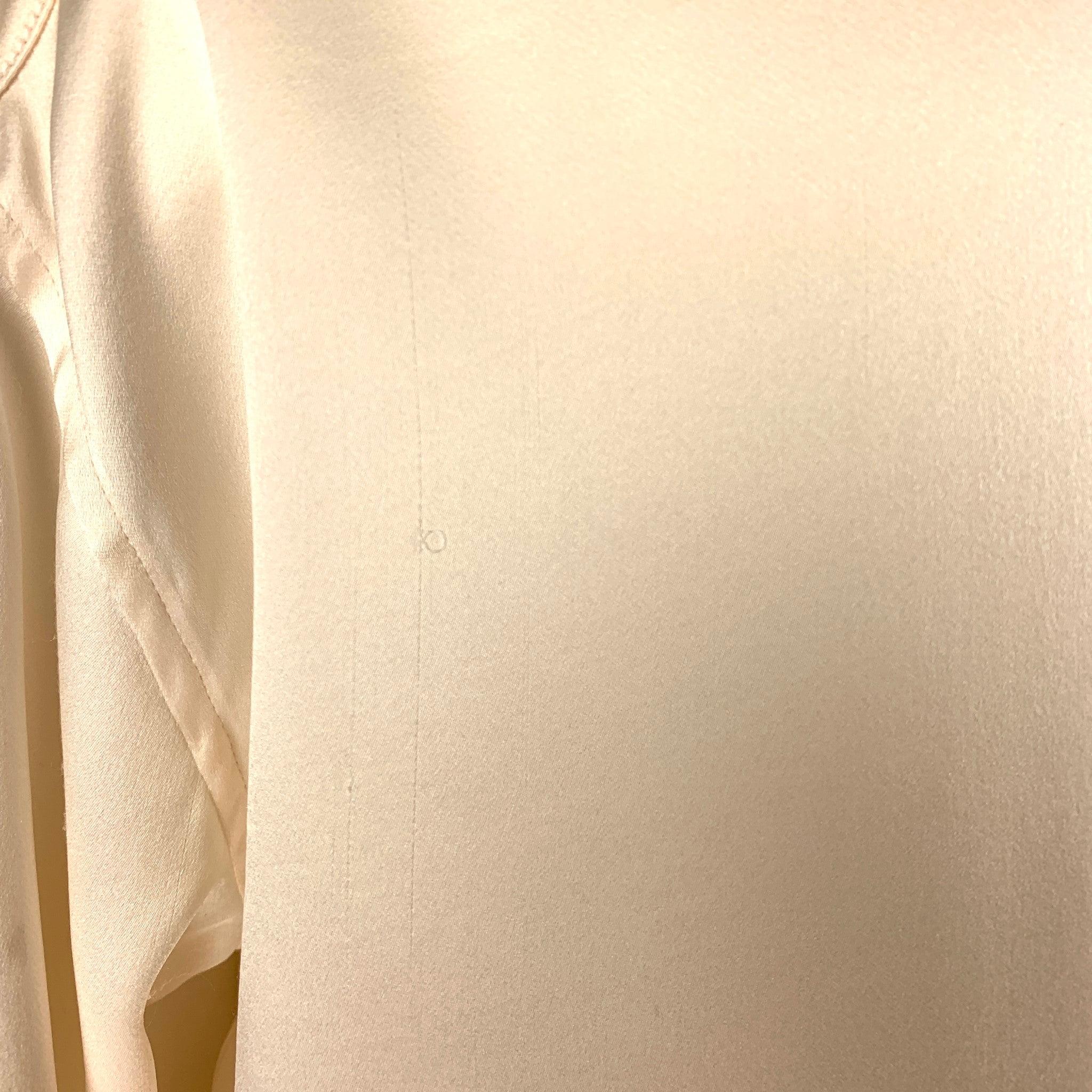 Women's BALMAIN Size 8 Cream Silk Hidden Buttons Dress Top For Sale