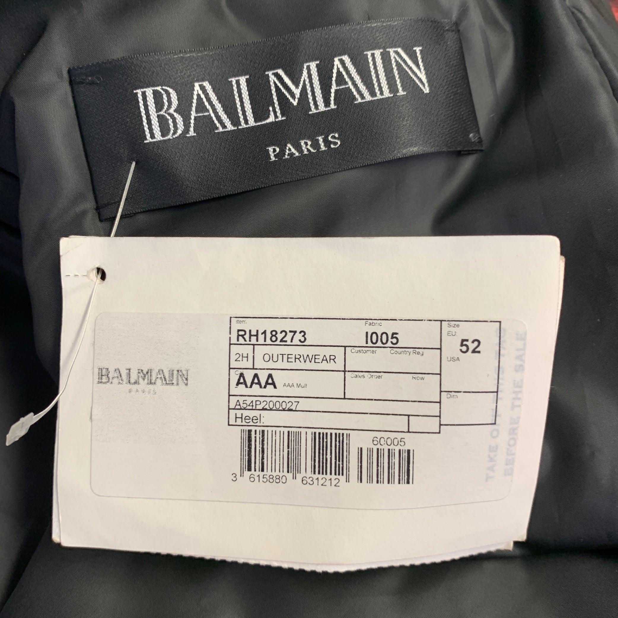 BALMAIN Talla L Negro Palmeras Rosa Chaqueta Bomber Poliéster en venta 1