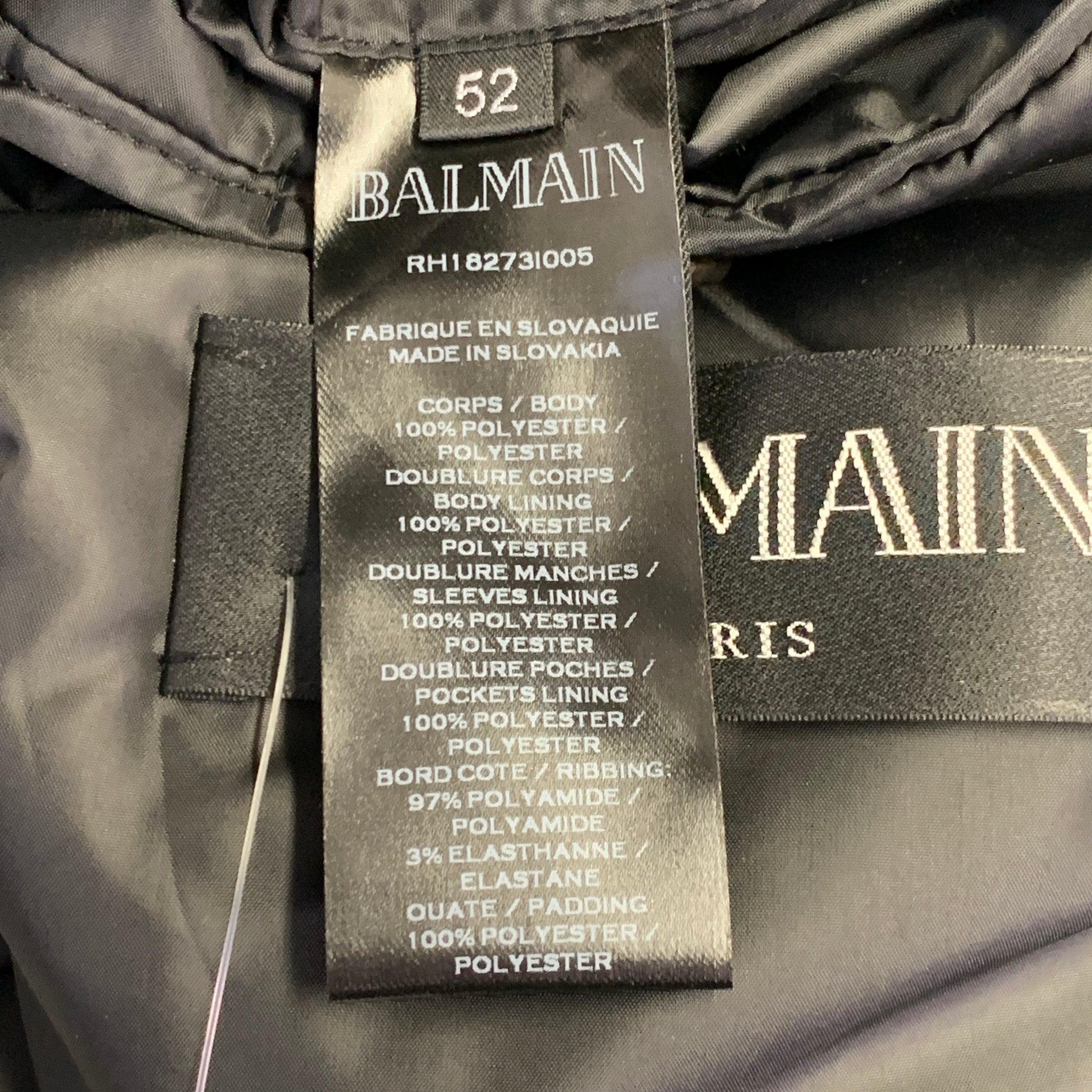 BALMAIN Talla L Negro Palmeras Rosa Chaqueta Bomber Poliéster en venta 2