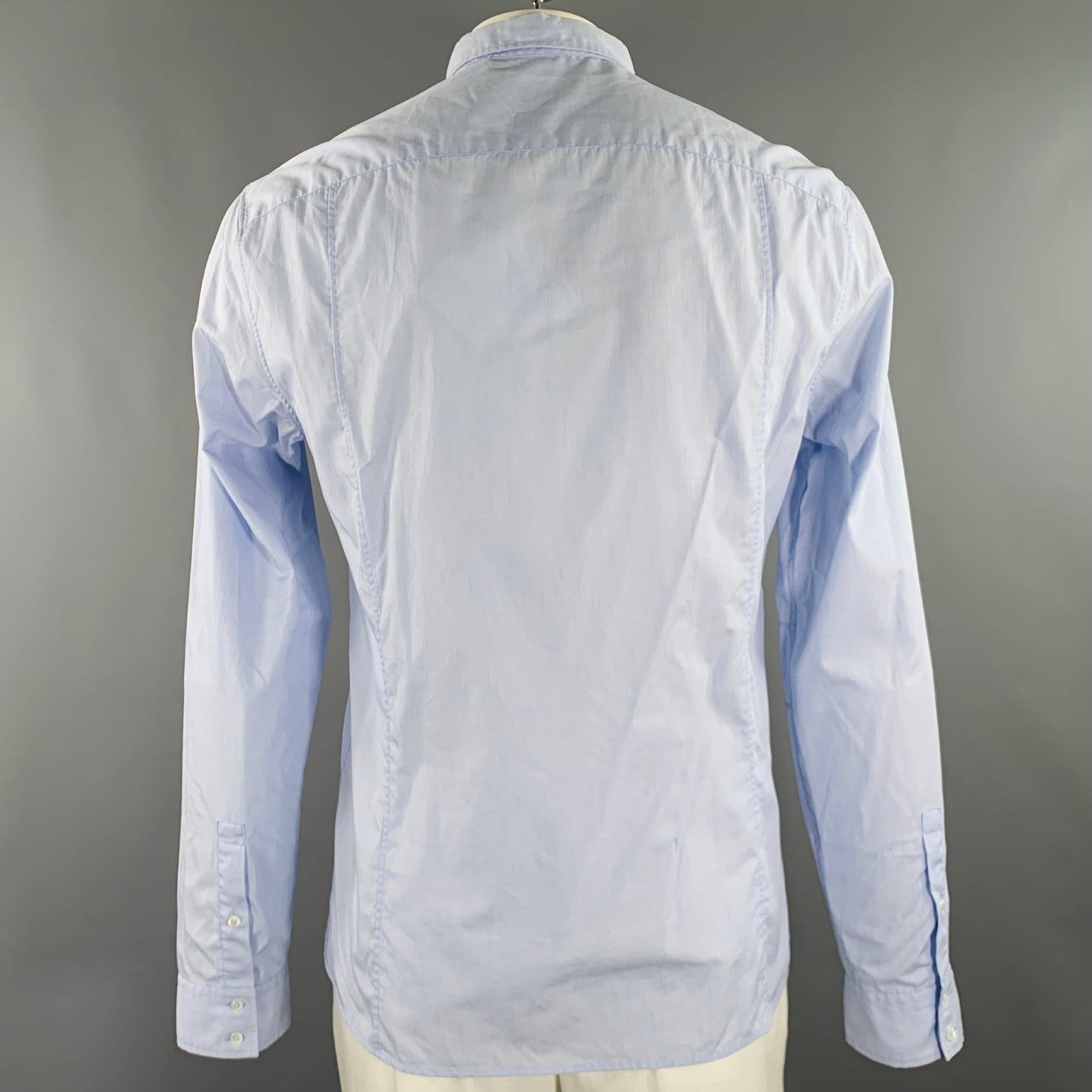 Balmain Taglia L Camicia a maniche lunghe in cotone con ricamo blu chiaro In condizioni buone in vendita a San Francisco, CA