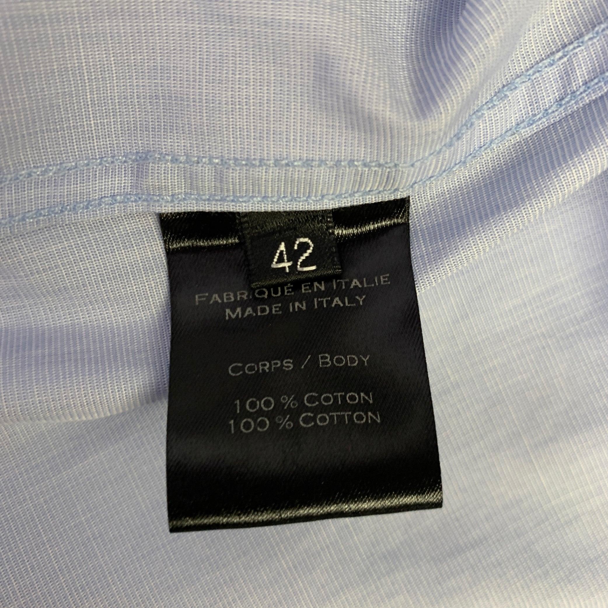 Balmain Taglia L Camicia a maniche lunghe in cotone con ricamo blu chiaro in vendita 1