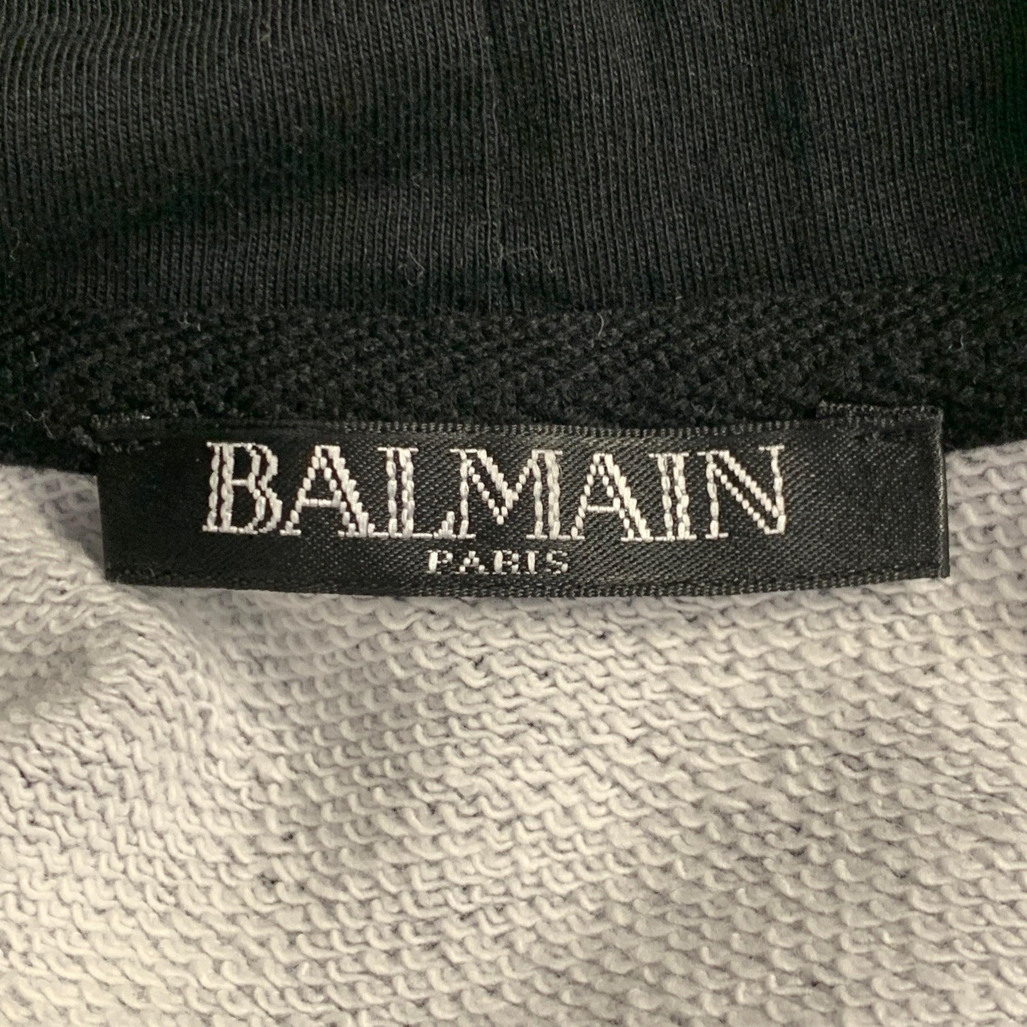 Balmain Taglia M Nero Rosso Bianco Grafico Cotone Felpa con Cappuccio in vendita 1