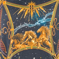 BALMAIN Size M Black Zodiac Horse Print Multi Color Astrology Cotton Hooded Sweatshirt