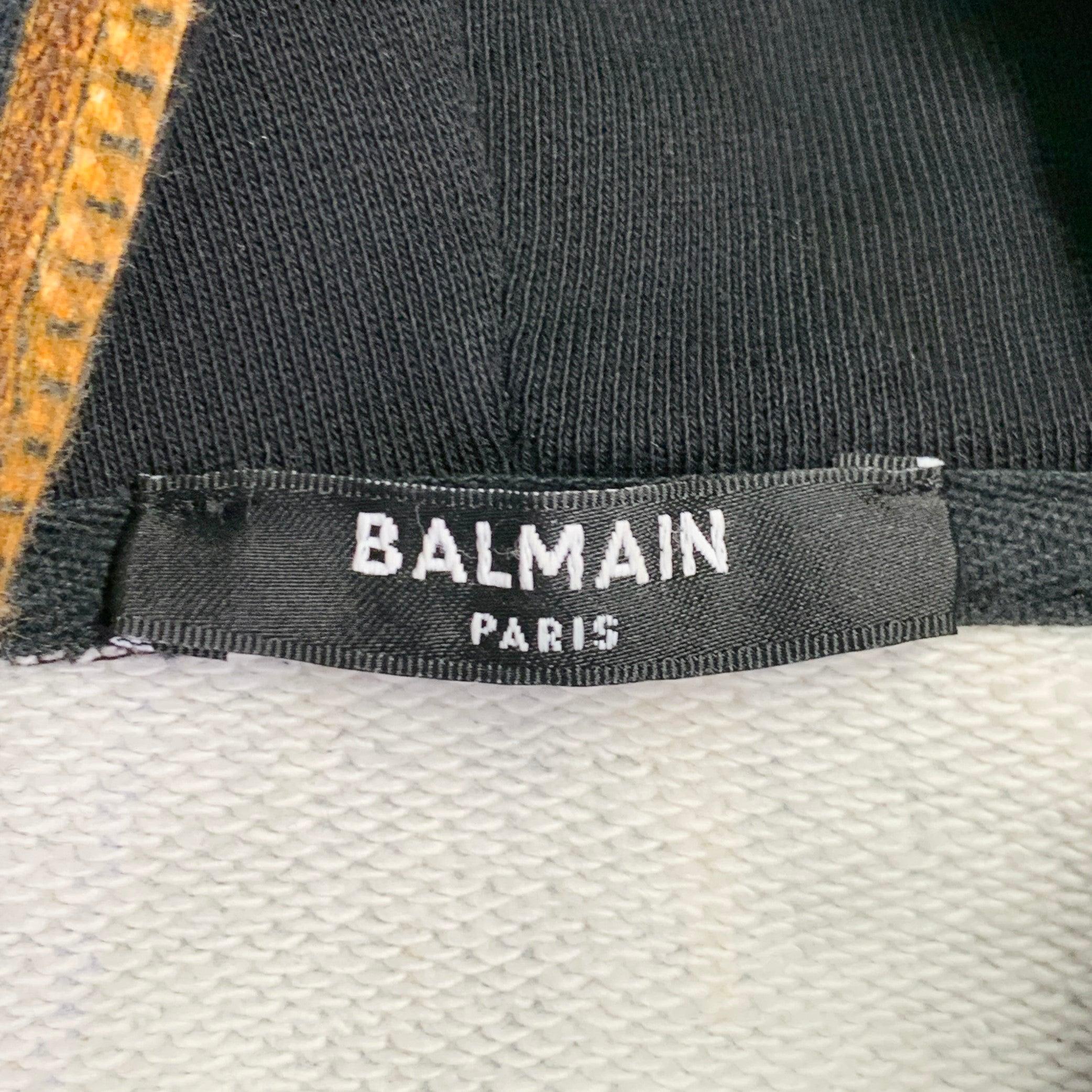 BALMAIN Größe M Schwarz Zodiac Pferd Druck Multi Farbe Astrologie Baumwolle Sweatshirt mit Kapuze im Angebot 3