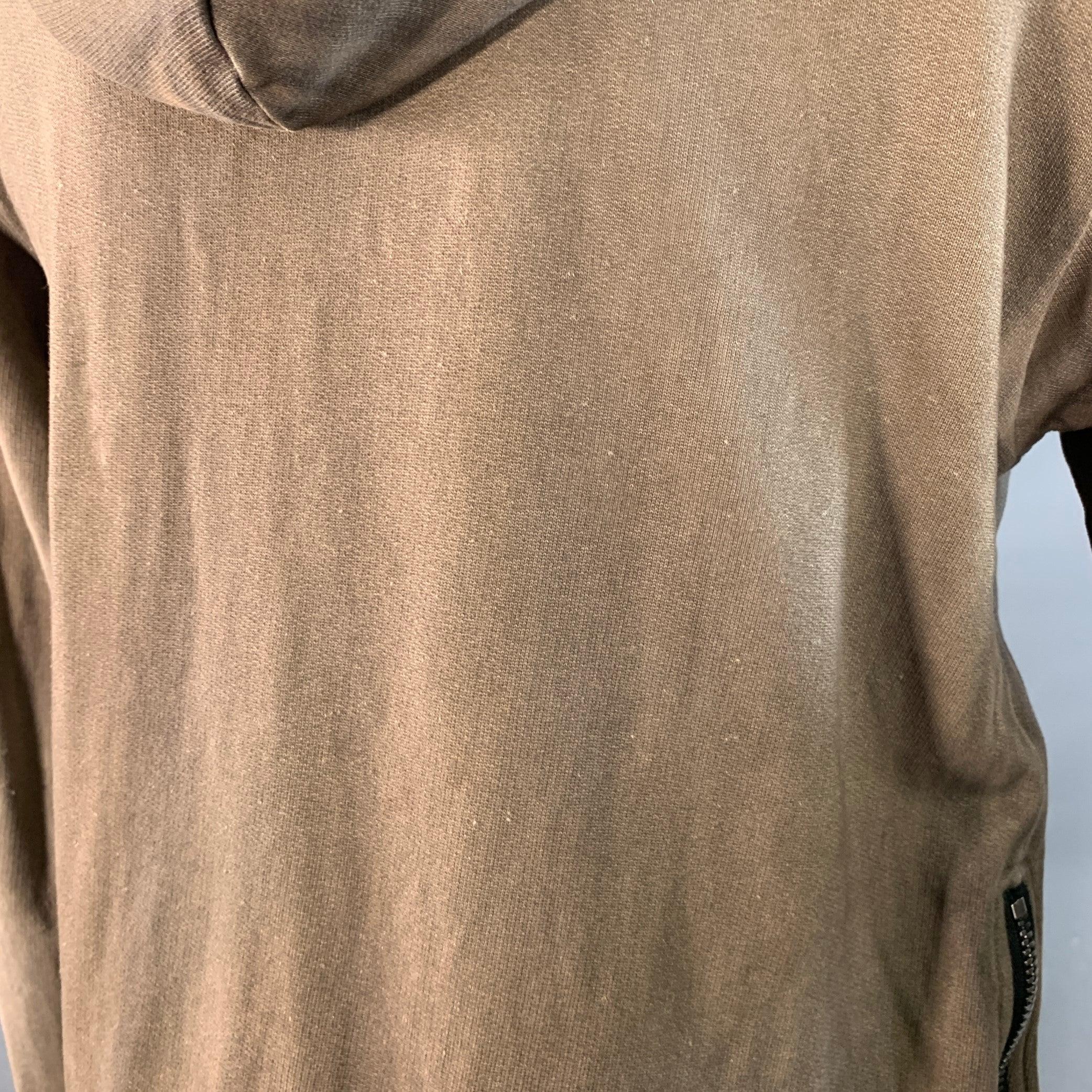 BALMAIN Talla M Gris Oliva Algodón Sudadera Con Capucha Envejecida en venta 1