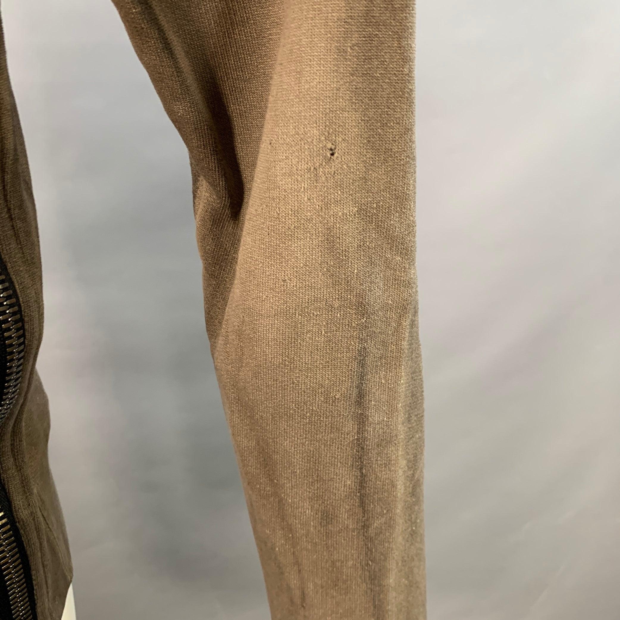 BALMAIN Talla M Gris Oliva Algodón Sudadera Con Capucha Envejecida en venta 2