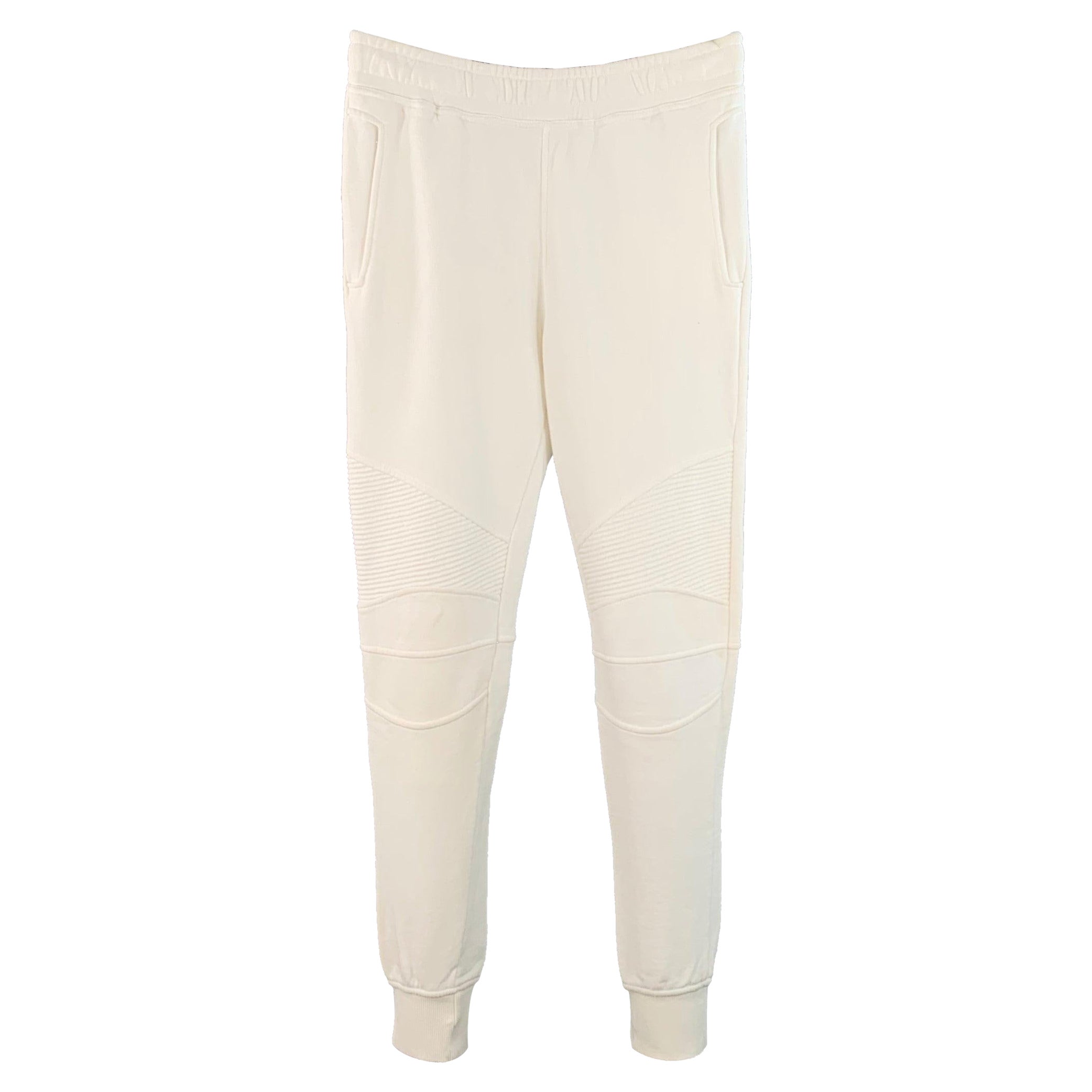 BALMAIN Größe M Weiß Baumwolle Kordelzug Sweatpants Casual Pants