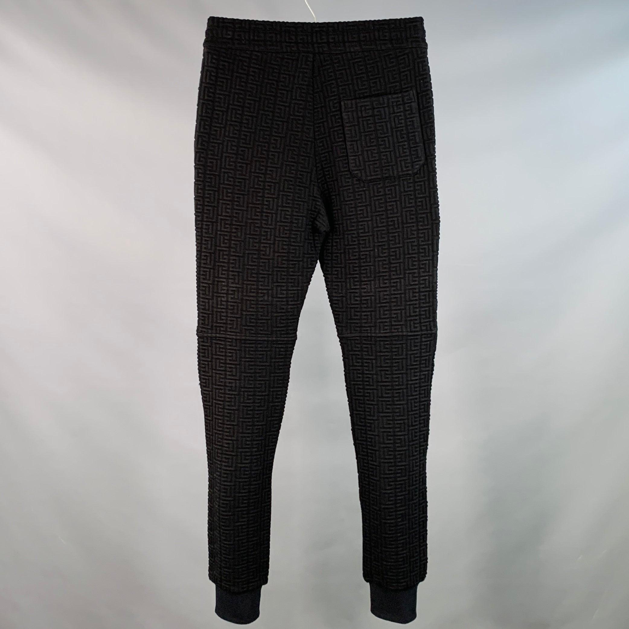 BALMAIN Größe S Schwarz Strukturierte Polyamidmischung Kordelzug Sweatpants Freizeithose im Zustand „Hervorragend“ im Angebot in San Francisco, CA