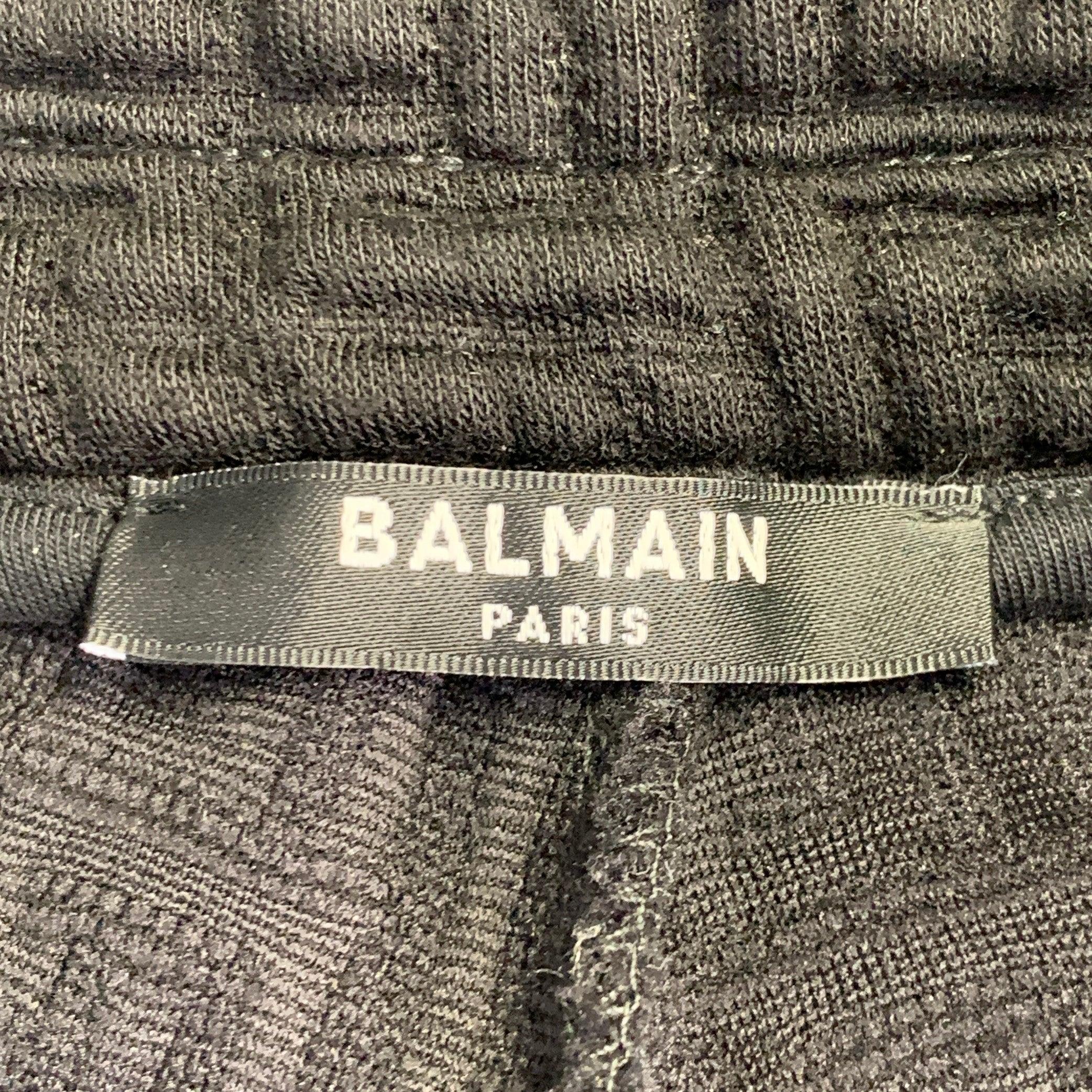 BALMAIN Größe S Schwarz Strukturierte Polyamidmischung Kordelzug Sweatpants Freizeithose Herren im Angebot