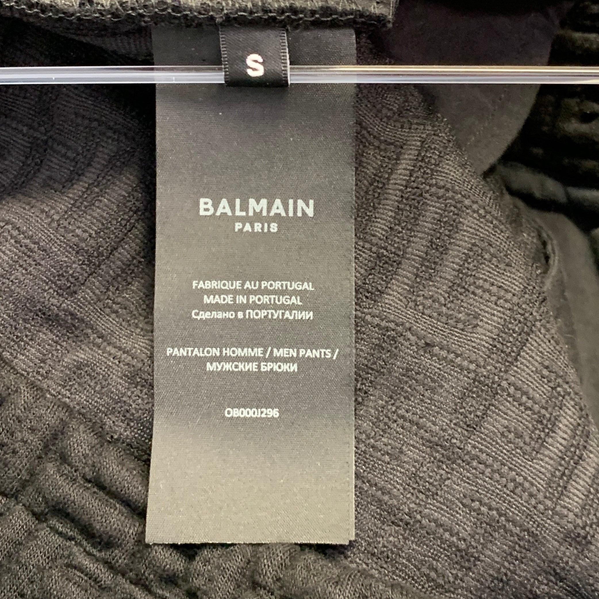 BALMAIN Größe S Schwarz Strukturierte Polyamidmischung Kordelzug Sweatpants Freizeithose im Angebot 1