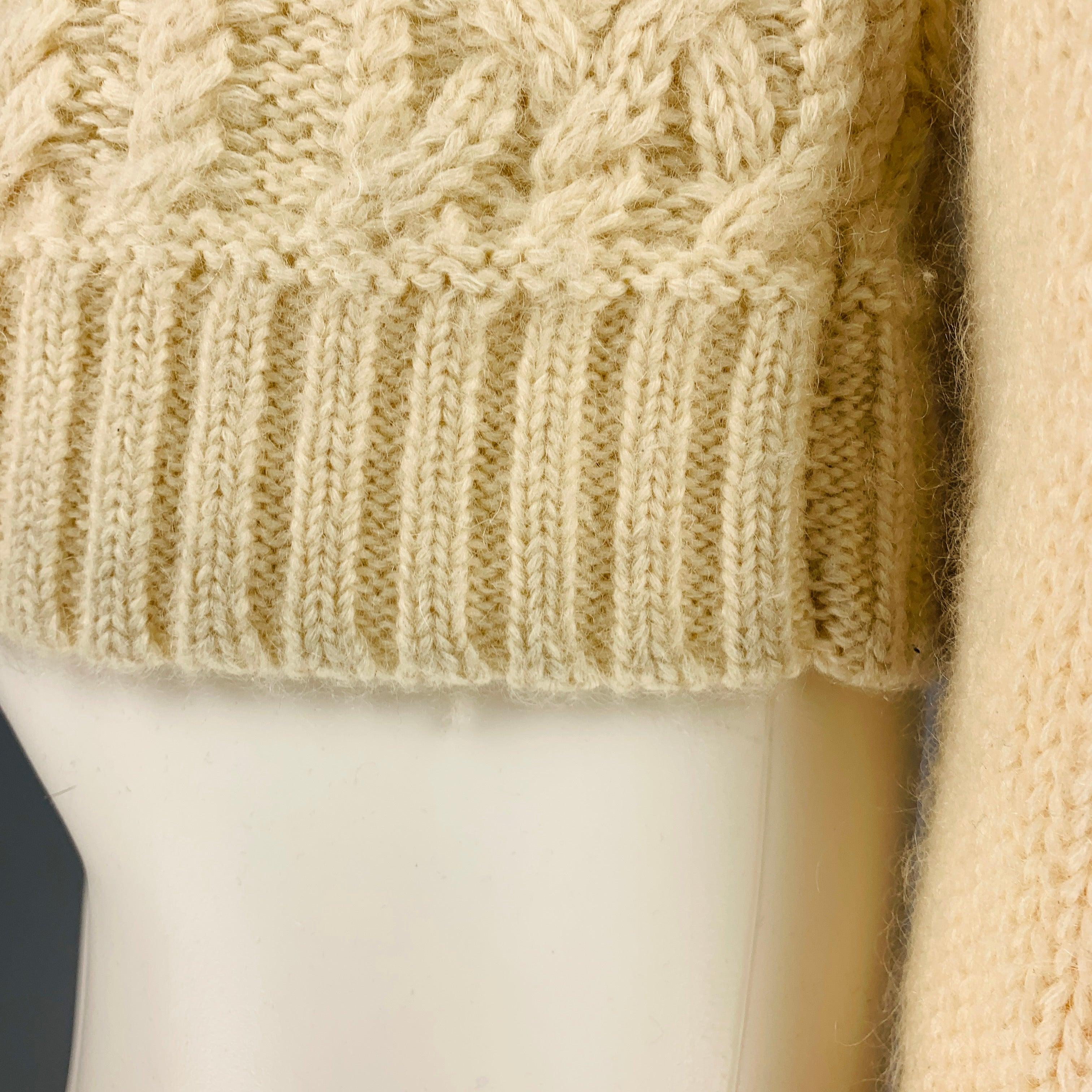 BALMAIN Size S Cream Mohair Blend Chunky Knit Sweater 1