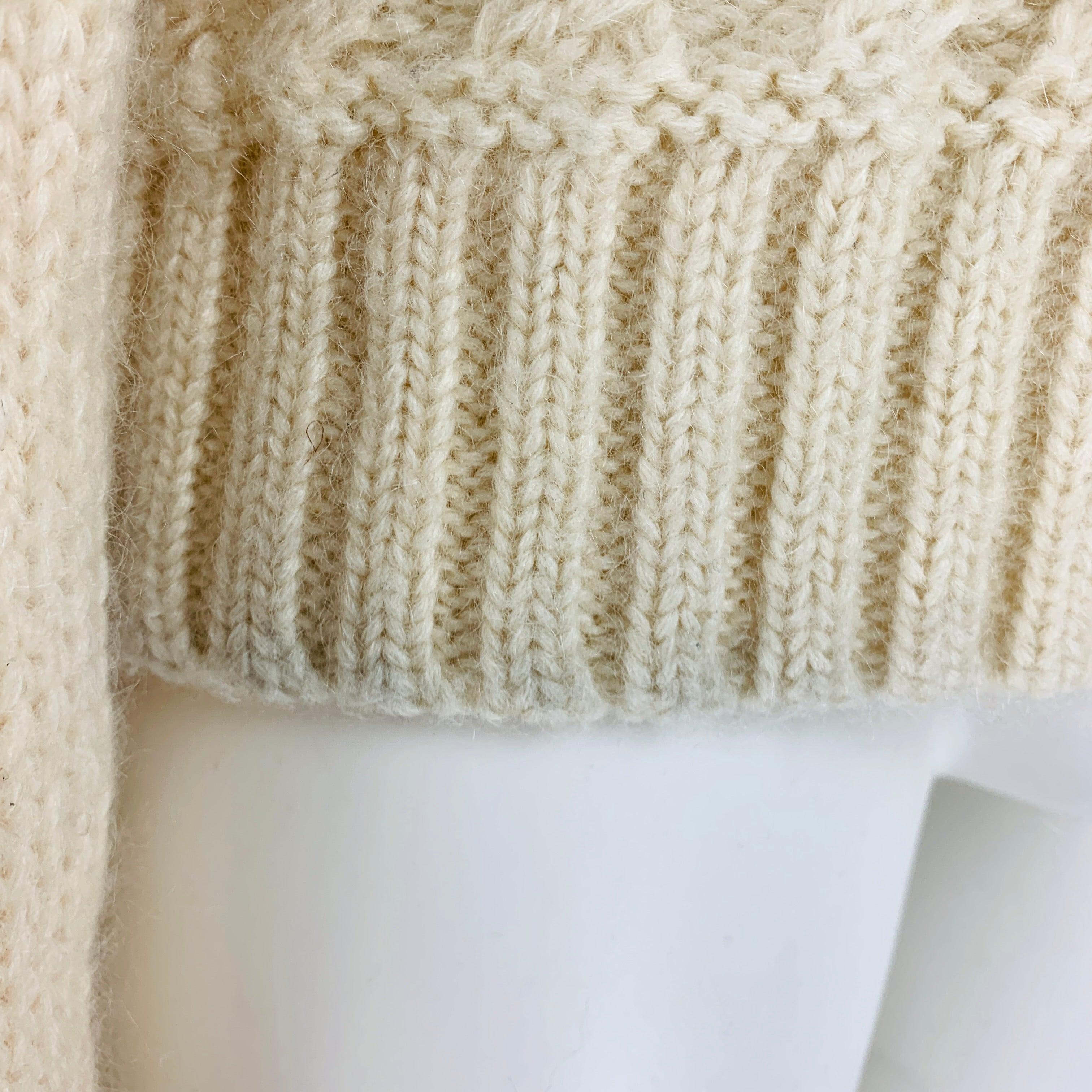 BALMAIN Size S Cream Mohair Blend Chunky Knit Sweater 2