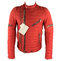 BALMAIN Größe S Rot Ziegelstein Baumwolle Polyamid Steppjacke