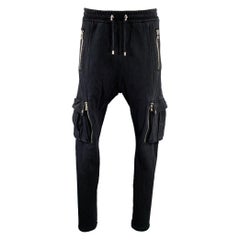 BALMAIN Talla XL Negro Cargo Bolsillos Cremallera Pantalones Casual