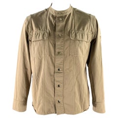 BALMAIN Taille XL Veste à col en coton avec patch aux bras kaki