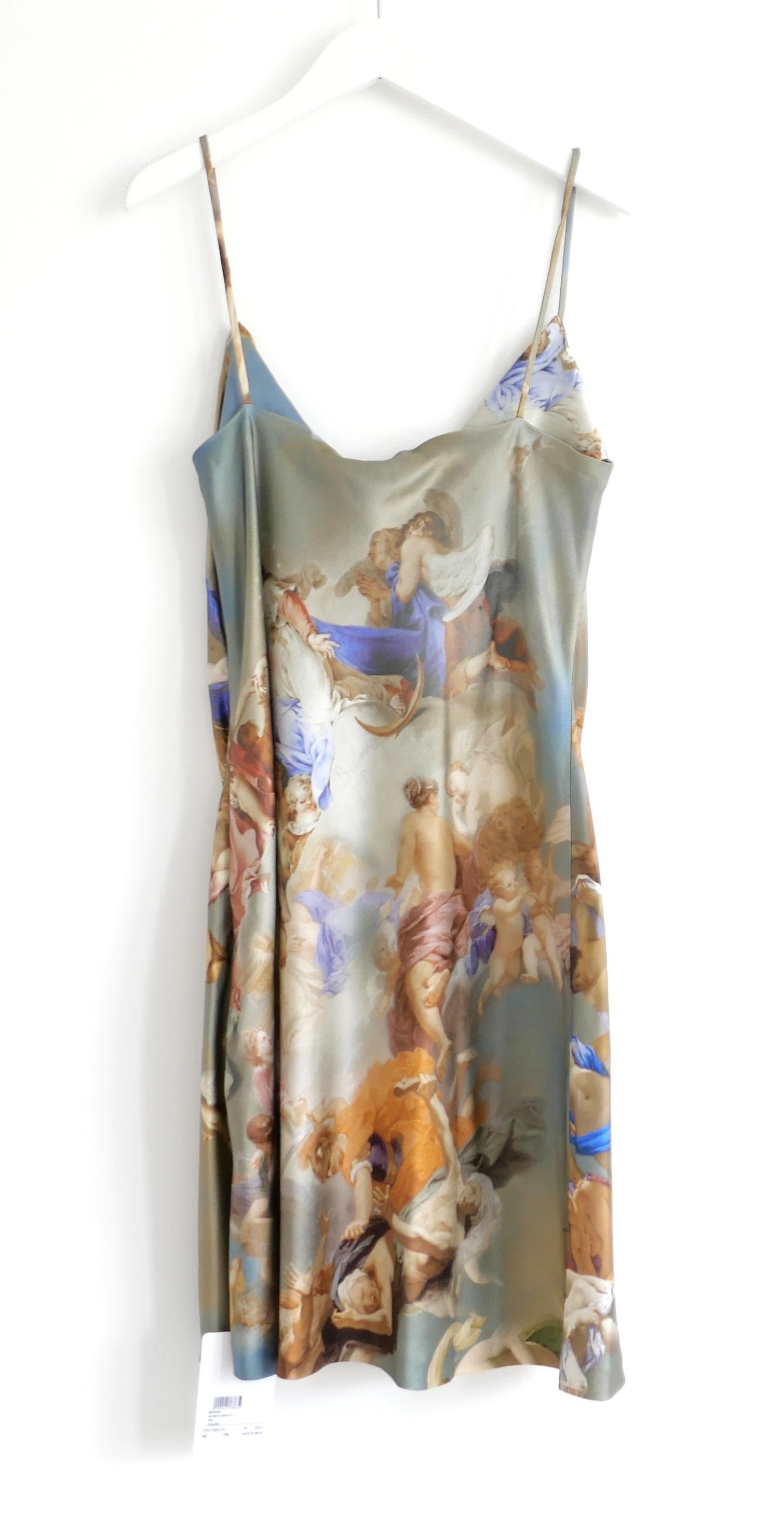 Women's Balmain Sky Print Satin Mini Dress For Sale
