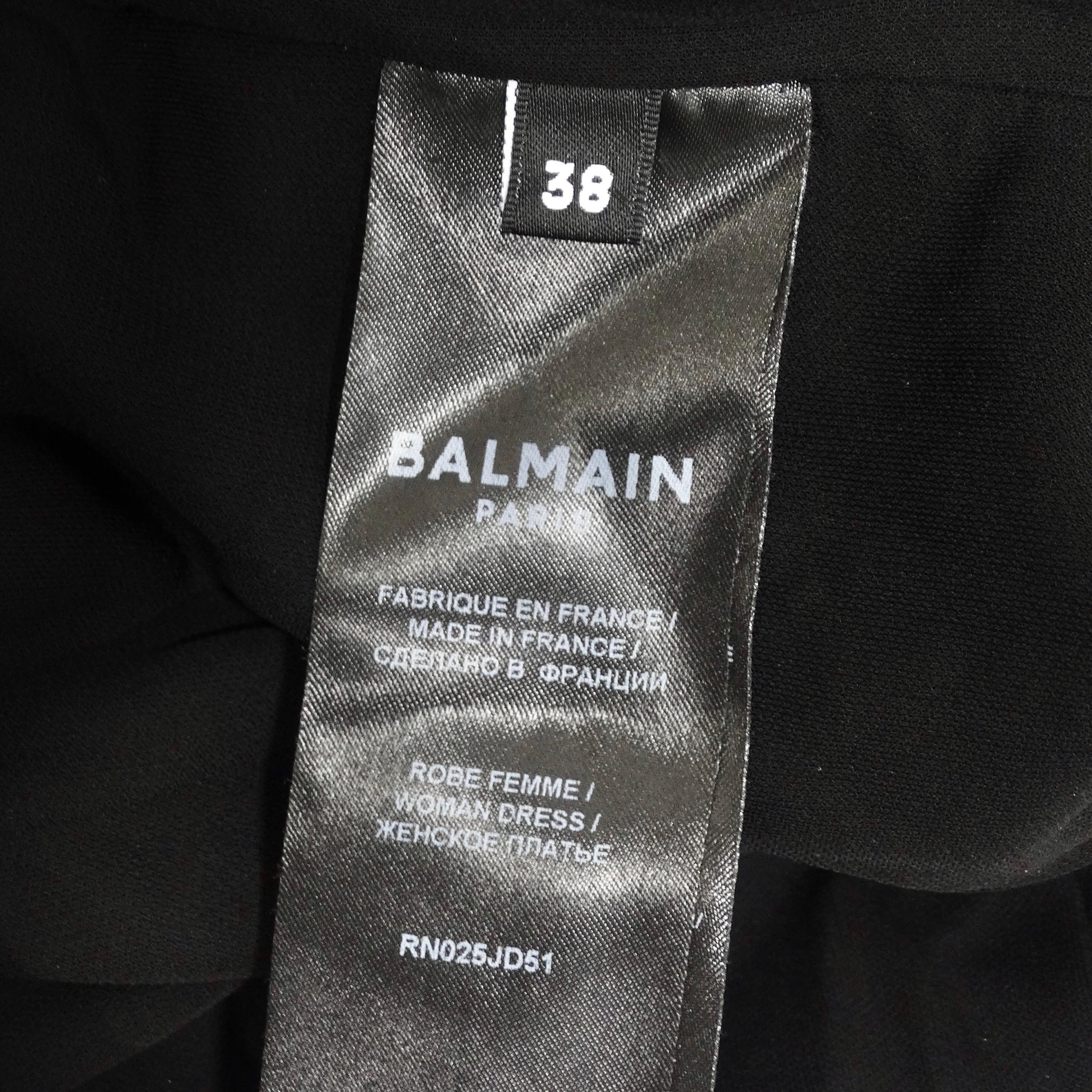 Balmain Slit Black Metallic Maxi Dress For Sale 7
