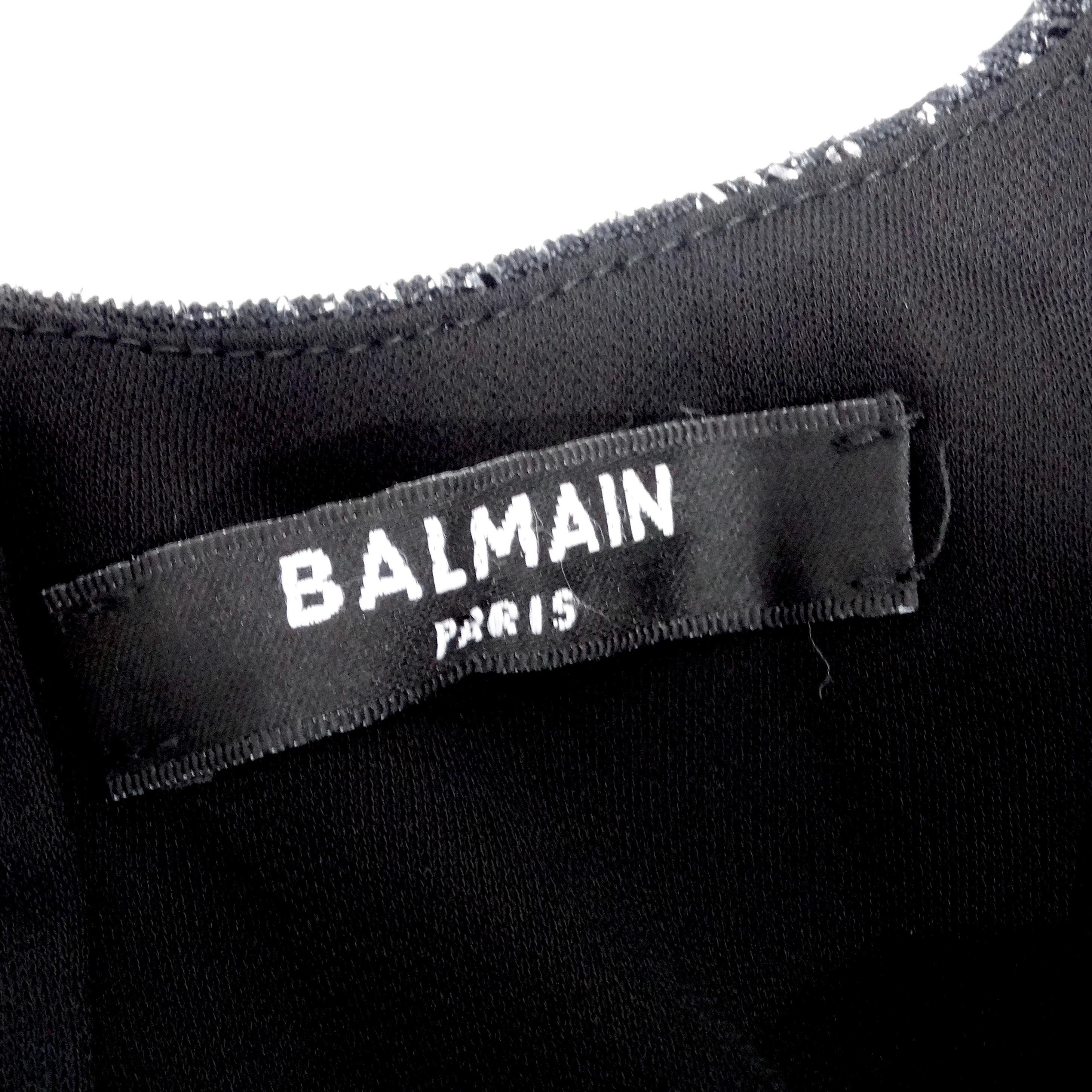 Balmain Slit Black Metallic Maxi Dress For Sale 8