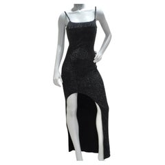 Used Balmain Slit Black Metallic Maxi Dress